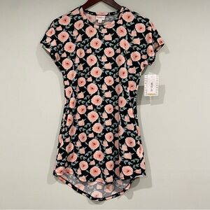 Lularoe Women's Mitzi Fitted Tunic Black and Pink Roses Size XS NWT